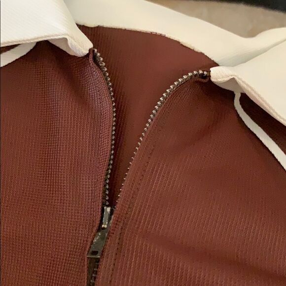 Vtg 70s brown & white polyester zip up uni… - Picture 7 of 7